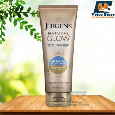 Kem Dưỡng Da Nâu Jergens Natural Glow + Firming Daily Moisturizer Fair To Medium Skin Tones 221ml